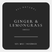 Black Minimalist Scented Soy Candle Label スクエアシール (正面)