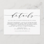 Black Minimalist Script Wedding Details エンクロージャーカード (正面)