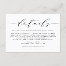 Black Minimalist Script Wedding Details