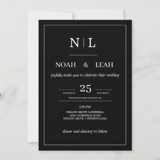 Black Minimalist Wedding Invitation• Modern Simple 招待状