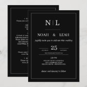 Black Minimalist Wedding Invitation• Modern Simple 招待状 (正面/裏面)