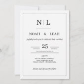 Black Minimalist Wedding Invitation• Modern Simple 招待状 (正面)
