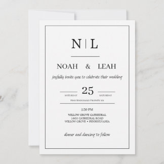 Black Minimalist Wedding Invitation• Modern Simple 招待状