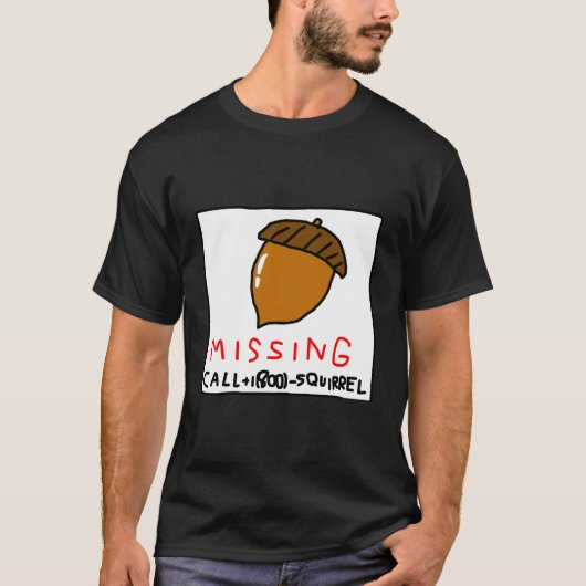 black missing acorn poster men's tシャツ (正面)