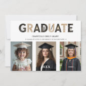 Black Modern Architecture Grad 3-Photo Timeline 招待状 (正面)