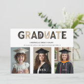 Black Modern Architecture Grad 3-Photo Timeline 招待状 (スタンド正面)