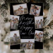 Black Modern Boho 8 Photo Collage Christmas シーズンカード