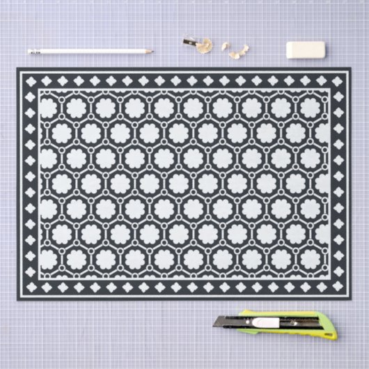 Black Modern Bone Inlay Decoupage Paper 薄葉紙 (クラフト)