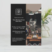 Black Modern Business Invitation | Custom photo  招待状 (スタンド正面)