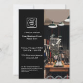 Black Modern Business Invitation | Custom photo  招待状 (正面)