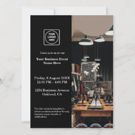 Black Modern Business Invitation | Custom photo 招待状