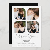 Black Modern Chic Clover Collage 4 Photos Wedding (正面/裏面)