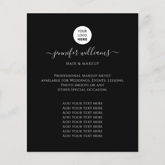 Black Modern Custom Photo Logo Promotional チラシ (裏面)