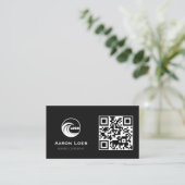 Black Modern Design| QRコード付きビジネスカード 名刺 (スタンド正面)