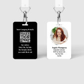Black Modern Employee Photo QR Code Badge バッジ