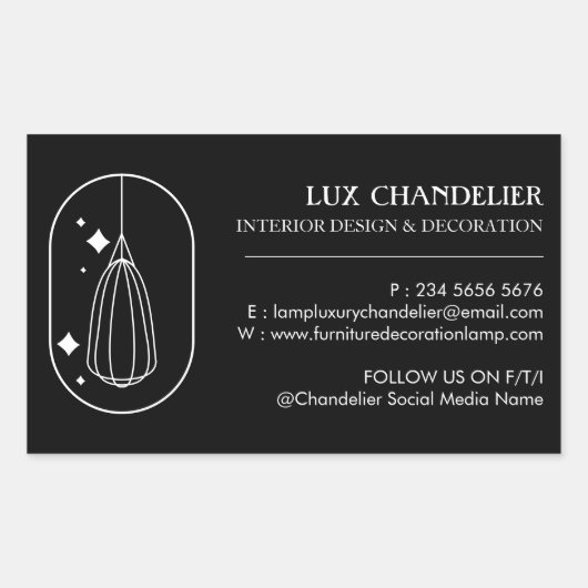 Black Modern Furniture Light Chandelier Lamp 長方形シール (正面)