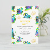 Black | Modern Glitter Pumpkin Ghost Halloween 招待状 (スタンド正面)