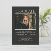 Black Modern Graduation Photo Party 2026 招待状 (スタンド正面)