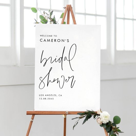 Black Modern Handwritten Script Bridal Shower ポスター