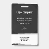 Black Modern ID Identification Card Photo Badge バッジ (裏面)