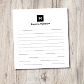 Black Modern Lined Chic Trendy Monogram  ノートパッド