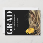 Black Modern Minimalist Graduation 案内状 (正面)