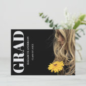 Black Modern Minimalist Graduation 案内状 (スタンド正面)