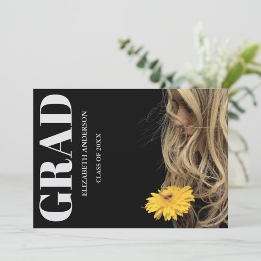 Black Modern Minimalist Graduation 案内状 (スタンド正面)