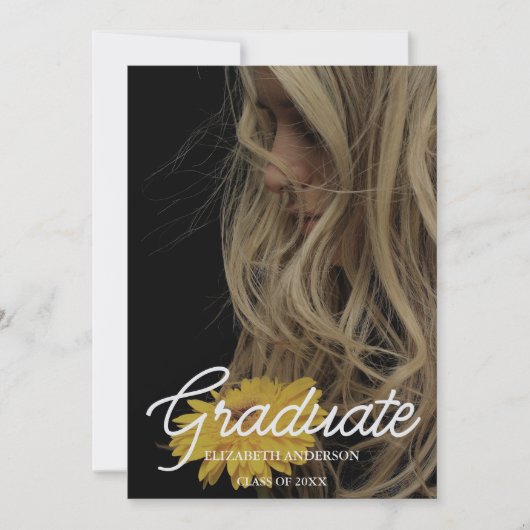 Black Modern Minimalist Graduation 案内状 (正面)