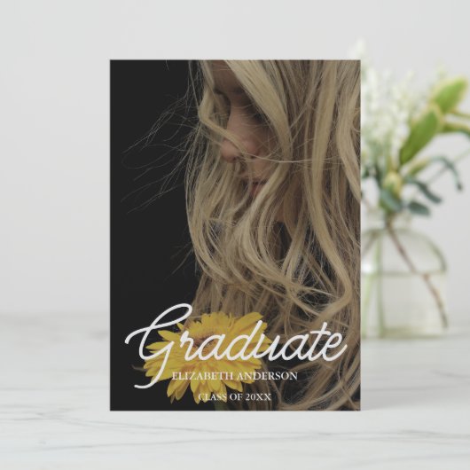 Black Modern Minimalist Graduation 案内状 (スタンド正面)