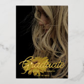 Black Modern Minimalist Graduation Announcement 箔招待状 (正面)