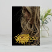 Black Modern Minimalist Graduation Announcement 箔招待状 (立ち正面)