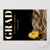 Black Modern Minimalist Graduation Announcement 箔招待状 (正面)