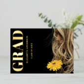 Black Modern Minimalist Graduation Announcement 箔招待状 (立ち正面)