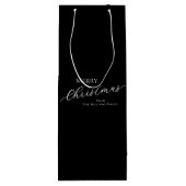 Black Modern Minimalist Merry Christmas ワインギフトバッグ (裏面)