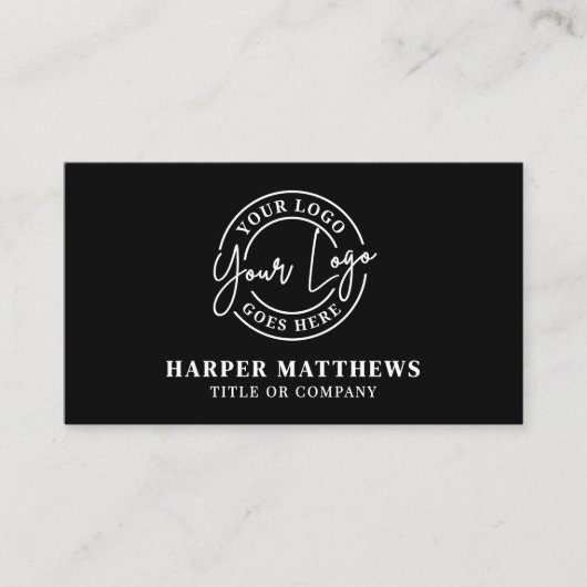 Black Modern Minimalist Professional Logo QR Code 名刺 (正面)