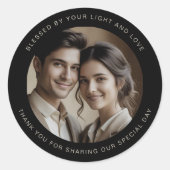 Black Modern Minimalist Wedding Guest Gift Simple ラウンドシール (正面)