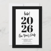 Black Modern New Years Party 招待状 (正面)