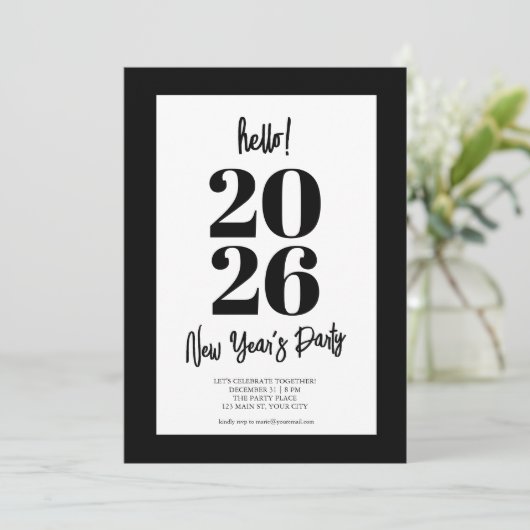 Black Modern New Years Party 招待状 (スタンド正面)