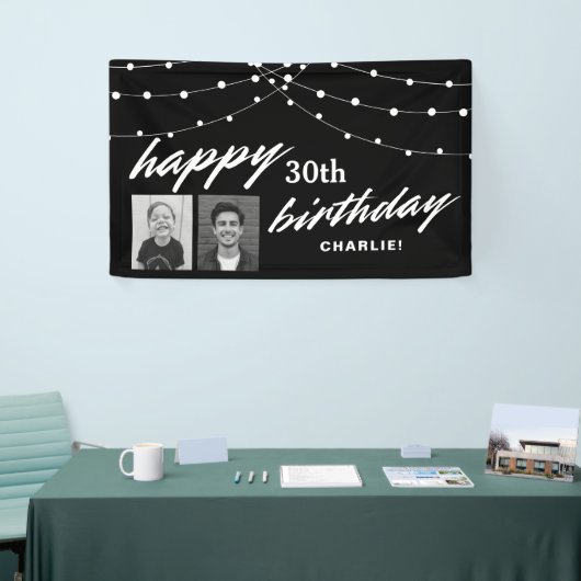 Black Modern Photo 30th Birthday Party 横断幕 (トレードショー)