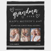 Black Modern Photo Collage Best Grandma Ever フリースブランケット (正面)