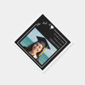 Black modern photo Graduation Party スタンダードカクテルナプキン (角)