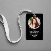 Black Modern Photo QR Code Employee バッジ