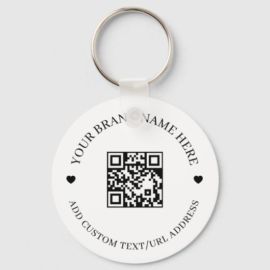 Black Modern QR Code Business Budget Round  キーホルダー (正面)