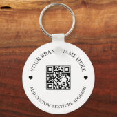 Black Modern QR Code Business Budget Round  キーホルダー (正面)