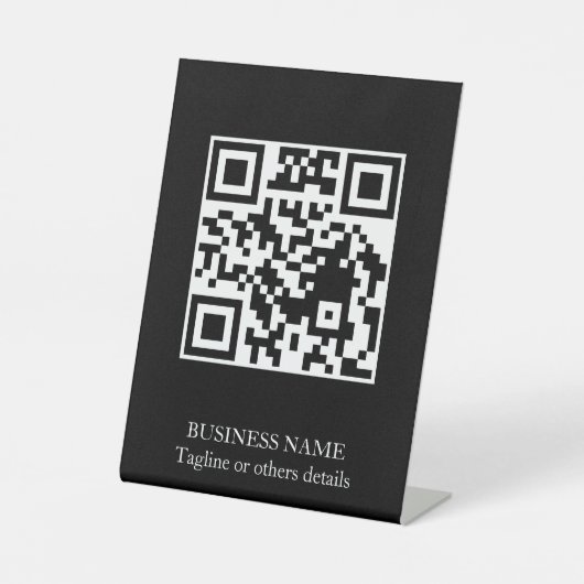 Black Modern QR Code Business Display Pedestal  台座サイン (正面)