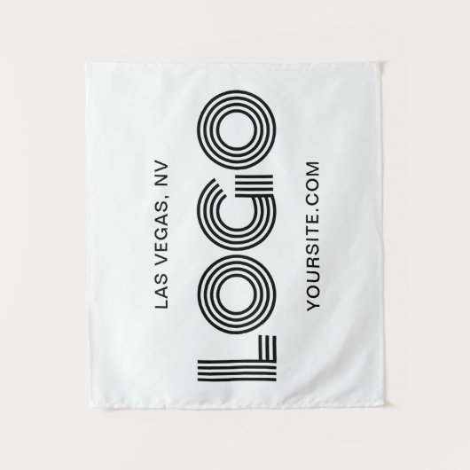 Black Modern Rectangular Logo タペストリー (正面)