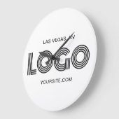 Black Modern Rectangular Logo ラージ壁時計 (傾斜)