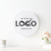 Black Modern Rectangular Logo ラージ壁時計 (ホーム)