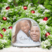 Black Modern Script Couple's Photo (クリスマス)